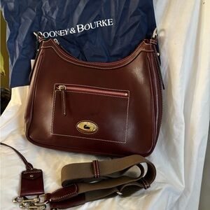Dooney & Bourke Florentine Toscana Large Crossbody Hobo in Bordeaux red leather
